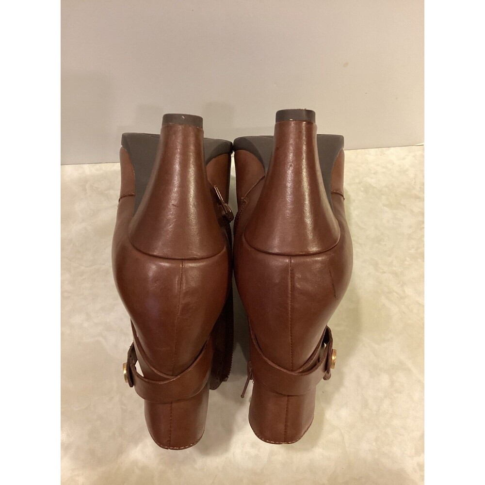 Anne Klein Chelsey Ankle Congac Brown Leather Boots 8.5M - Picture 8 of 15